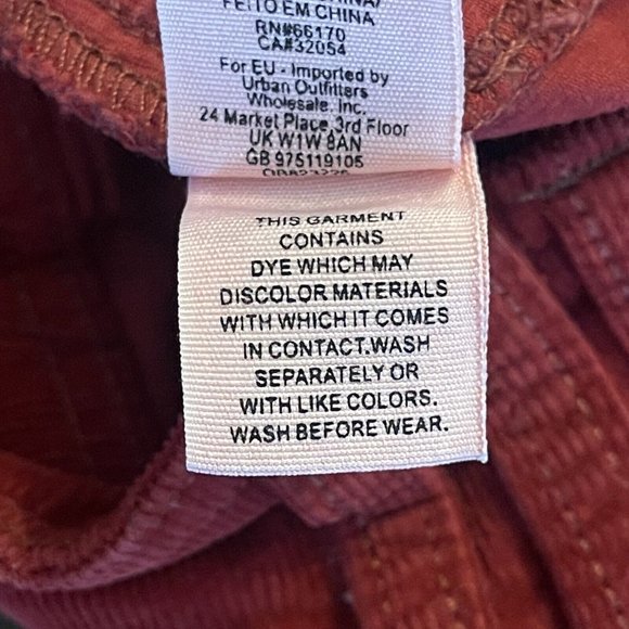 Free People We The Free Rust Red Button Front Corduroy Mini Skirt Size 24 - Picture 7 of 7